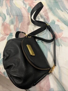 Marc By Marc Jacobs Black Leather Pebbled Crossbody with Gold Hardware